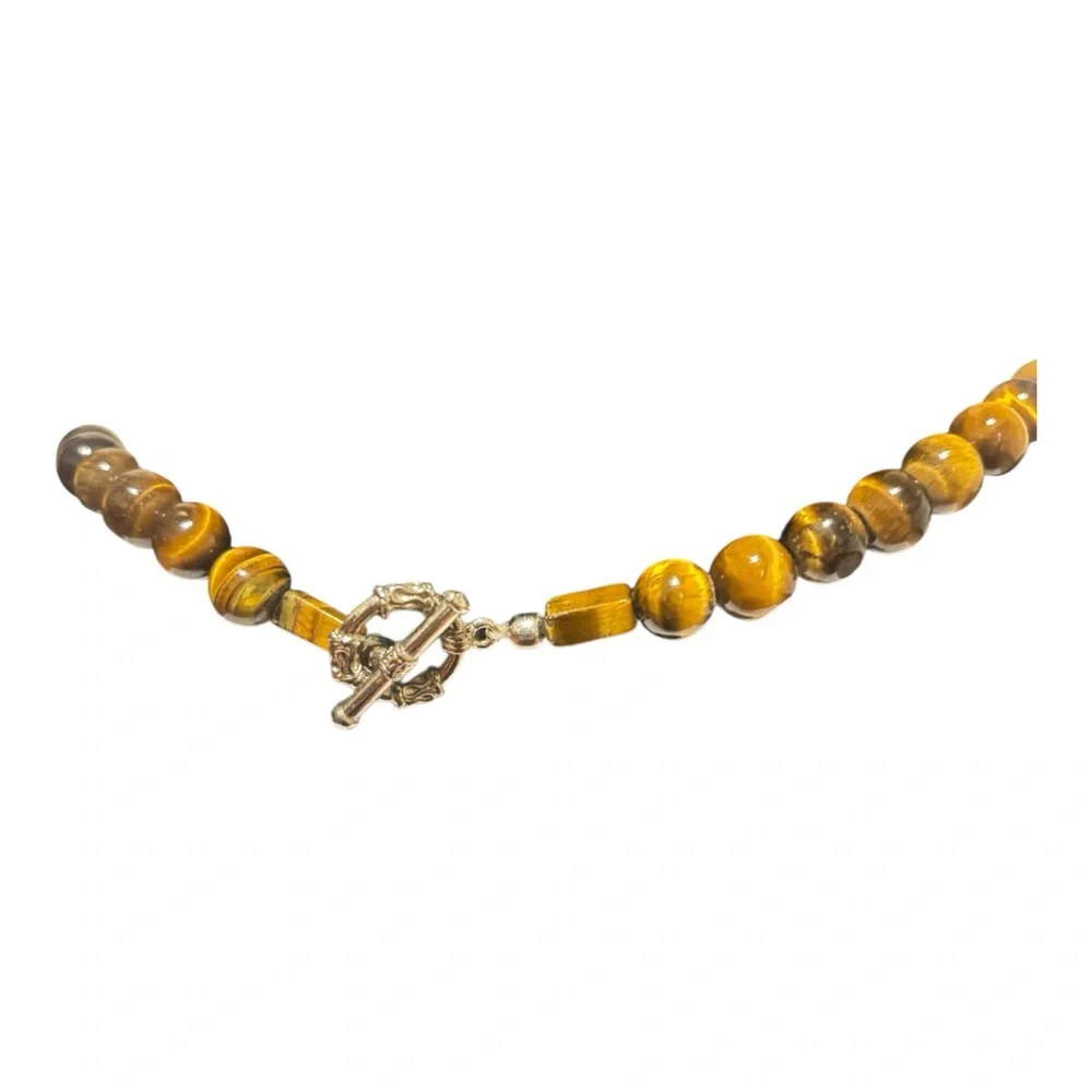 Tiger Eye Beaded Necklace - 16 inches - excellent condition